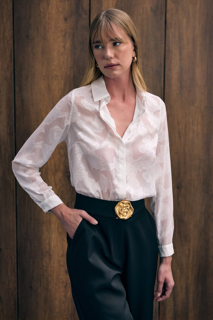 Transparan Gömlek - Ekru