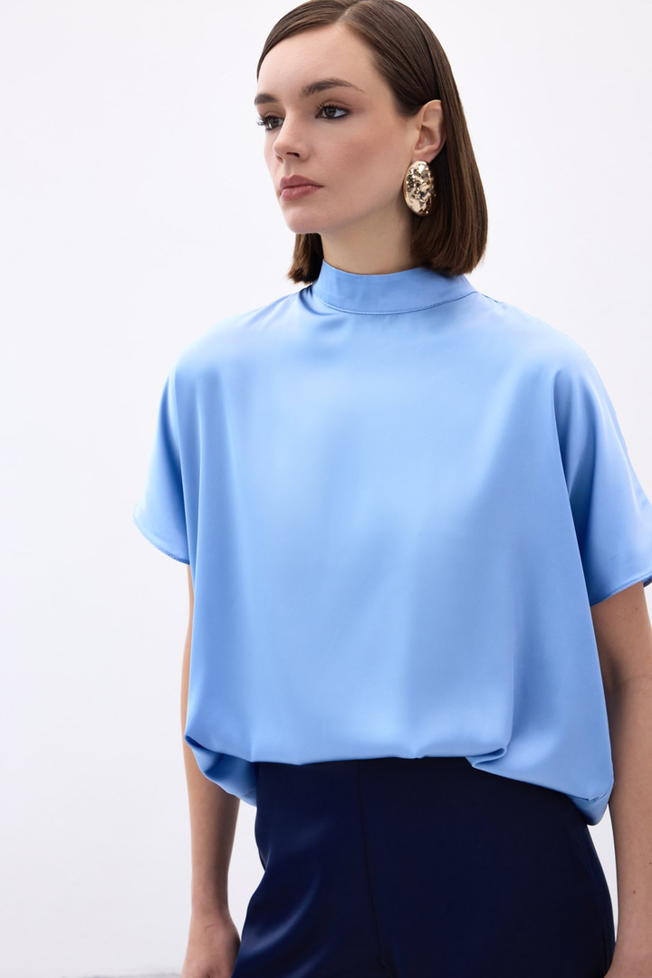 Yarasa Kol  Salaş Bluz - Bebe Mavi