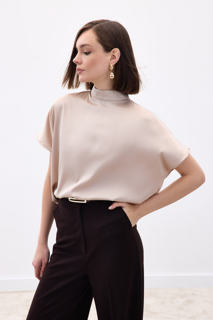 Yarasa Kol  Salaş Bluz - Bej