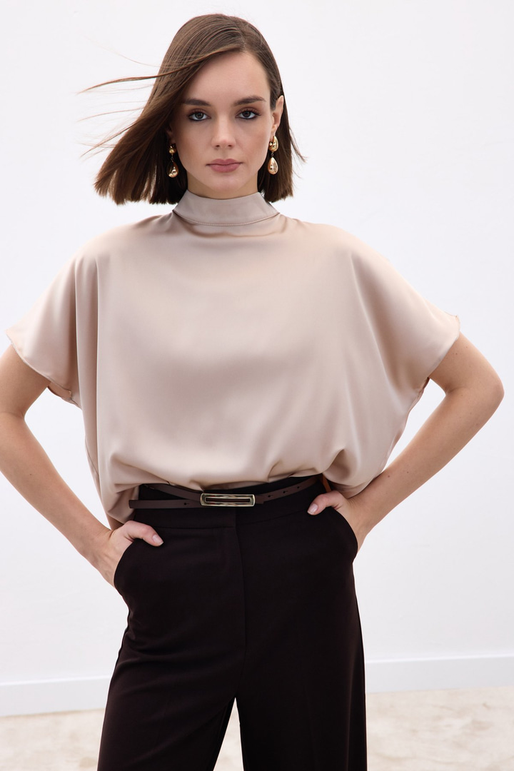 Yarasa Kol  Salaş Bluz - Bej