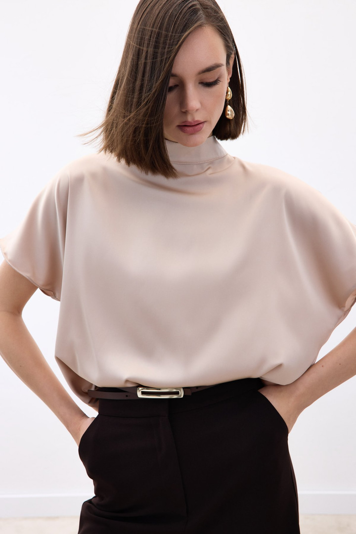 Yarasa Kol  Salaş Bluz - Bej