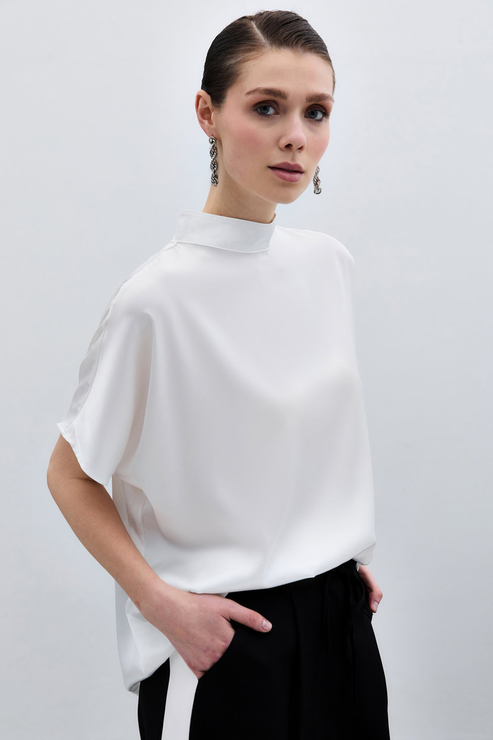 Yarasa Kol  Salaş Bluz - Ekru
