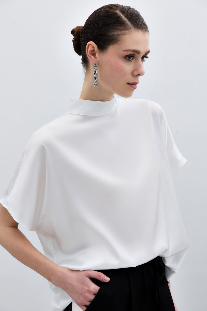 Yarasa Kol  Salaş Bluz - Ekru