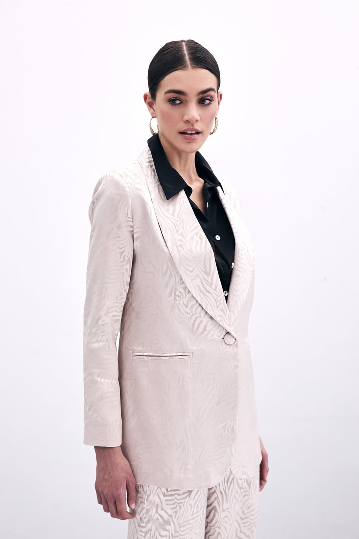 Zebra Desenli Ceket - Pudra