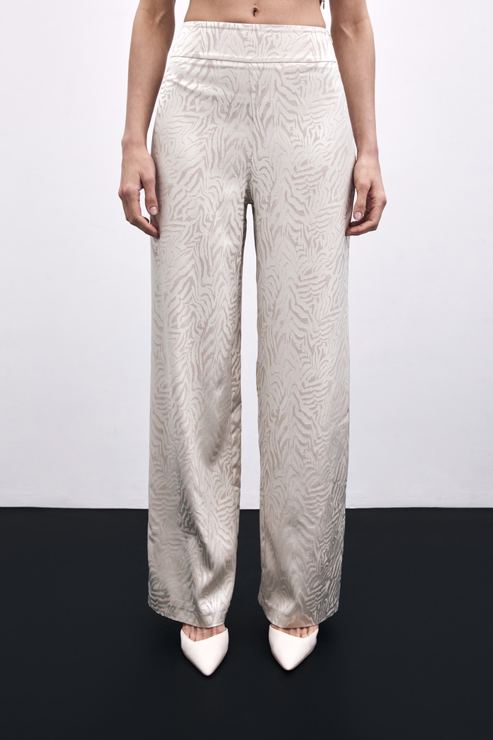 Zebra Desenli Pantolon - Bej