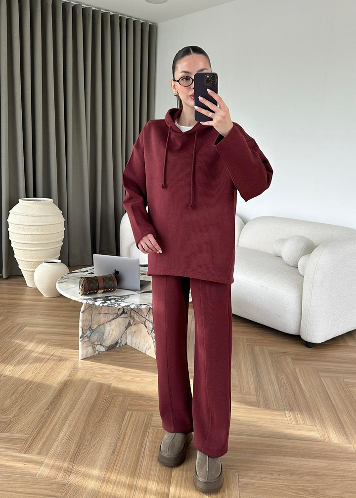Arkası Uzun Sweat Takım BORDO