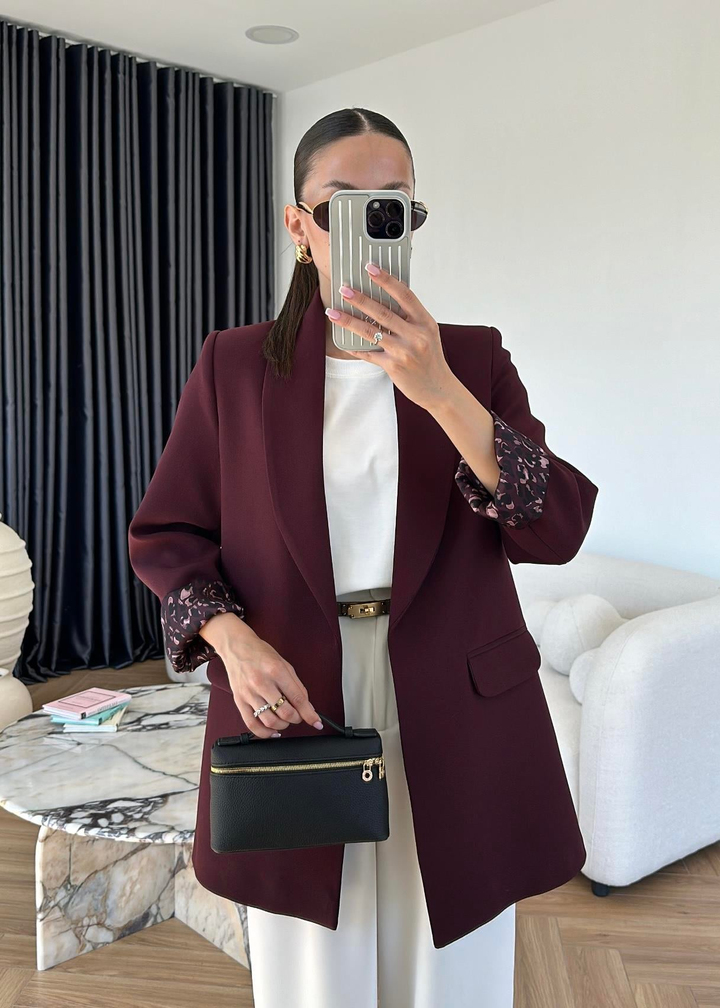 Astarı Leopar Desenli Blazer Ceket MÜRDÜM