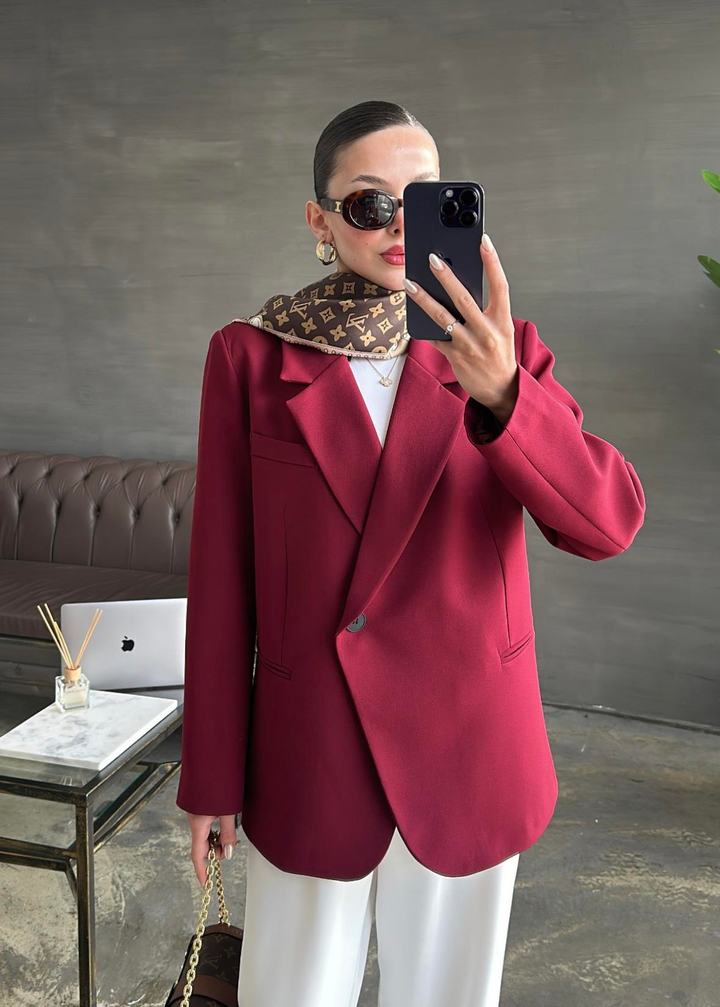 Ayarlanabilir Büzgülü Ceket BORDO