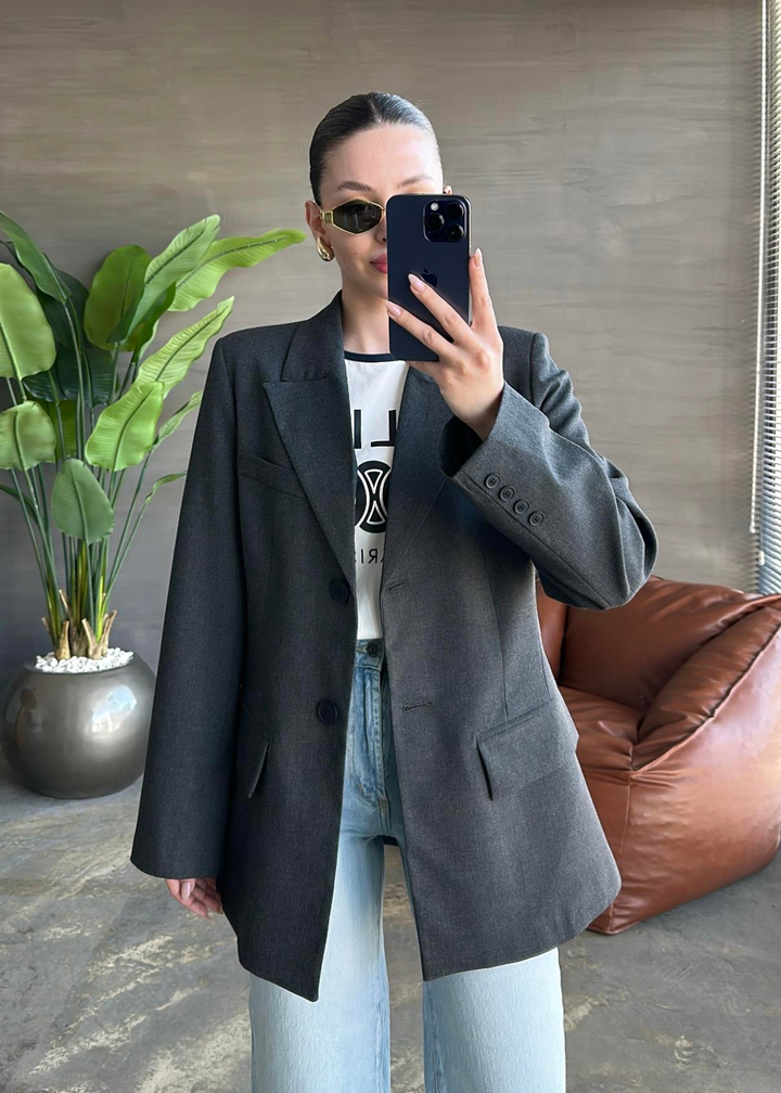 Belden Oturtmalı Blazer Ceket ANTRASİT