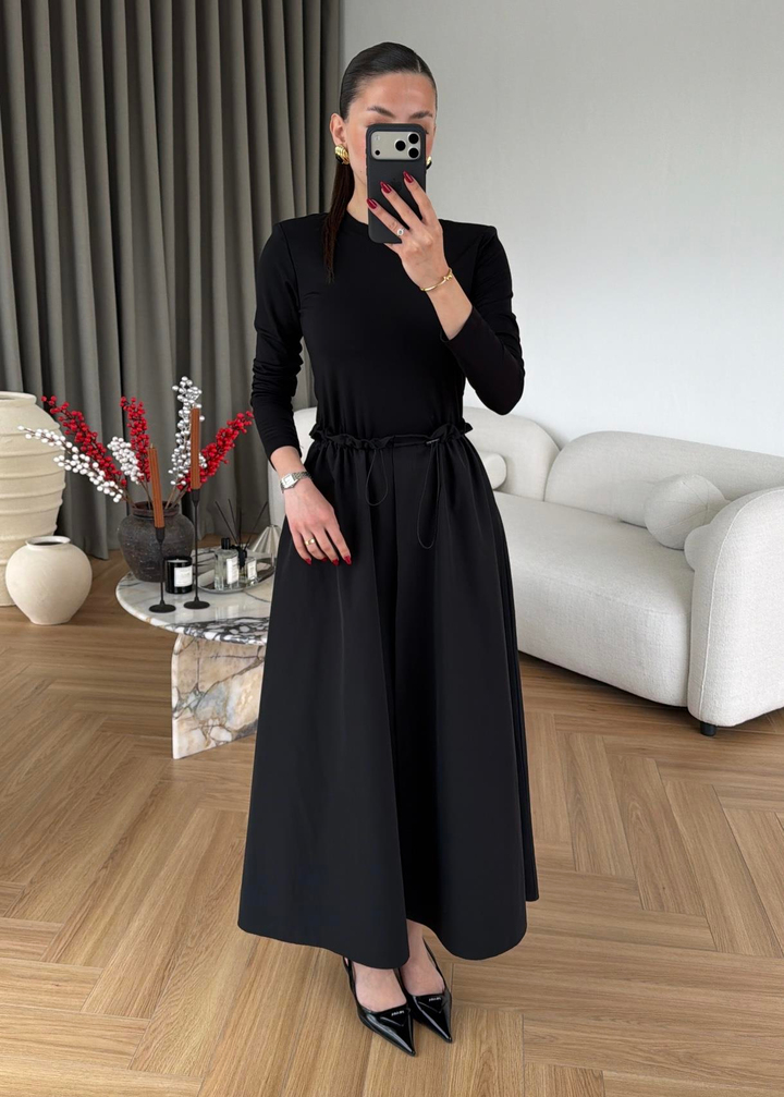 Bella Vatkalı Elbise SİYAH