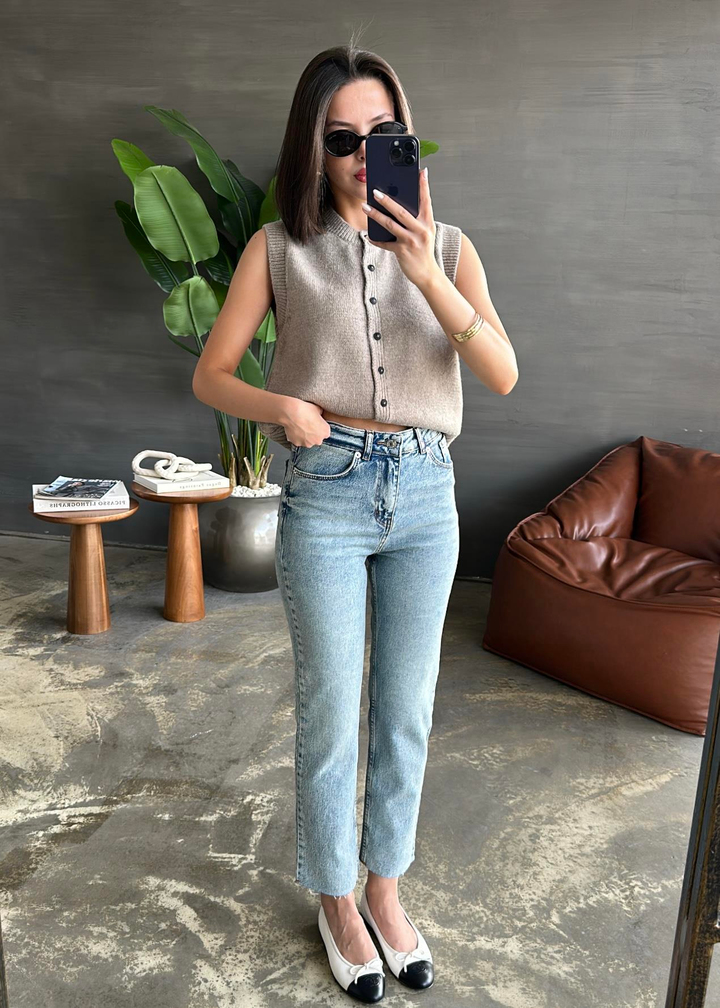 Boyfit Kesik Paça Jean BUZ MAVİ