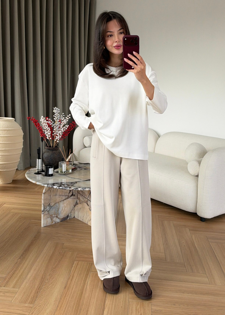 Çıtçıtlı Scuba Pantolon TAŞ
