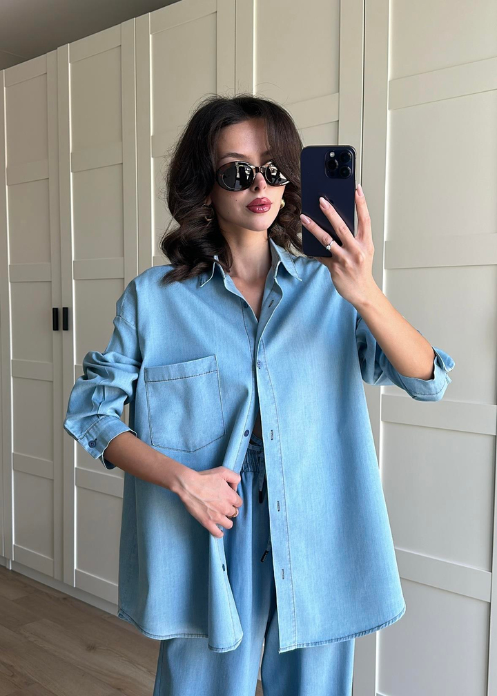 Denim Tensel Gömlek MAVİ
