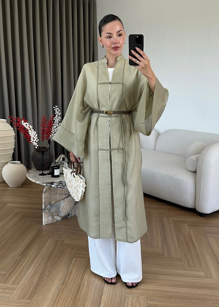 Diva Çin Düğmeli Uzun Ceket ÇAĞLA
