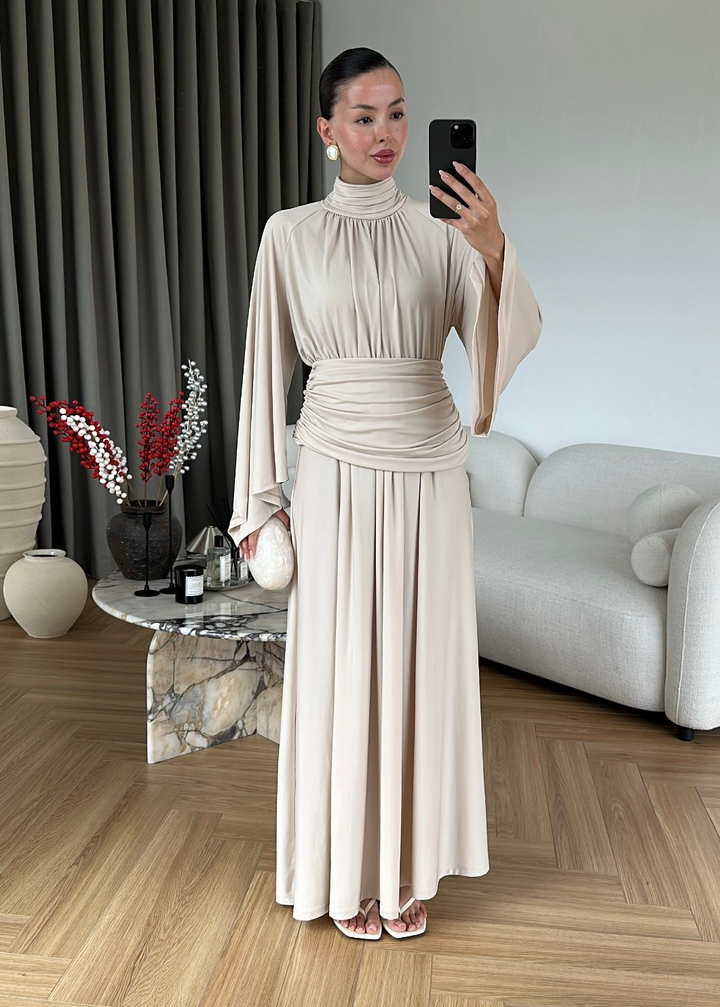Drapeli Premium Elbise TAŞ