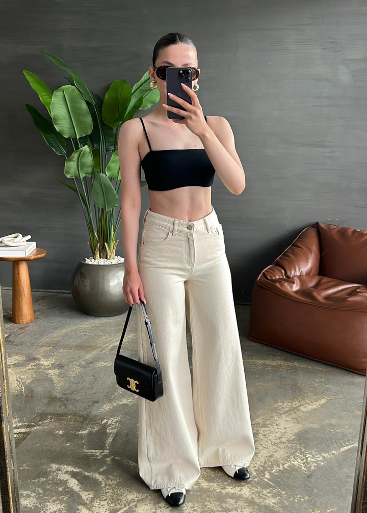 Ekstra Geniş Paça Jean NUDE