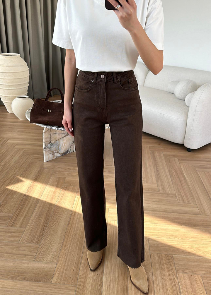 Full Likralı Jean ACI KAHVE