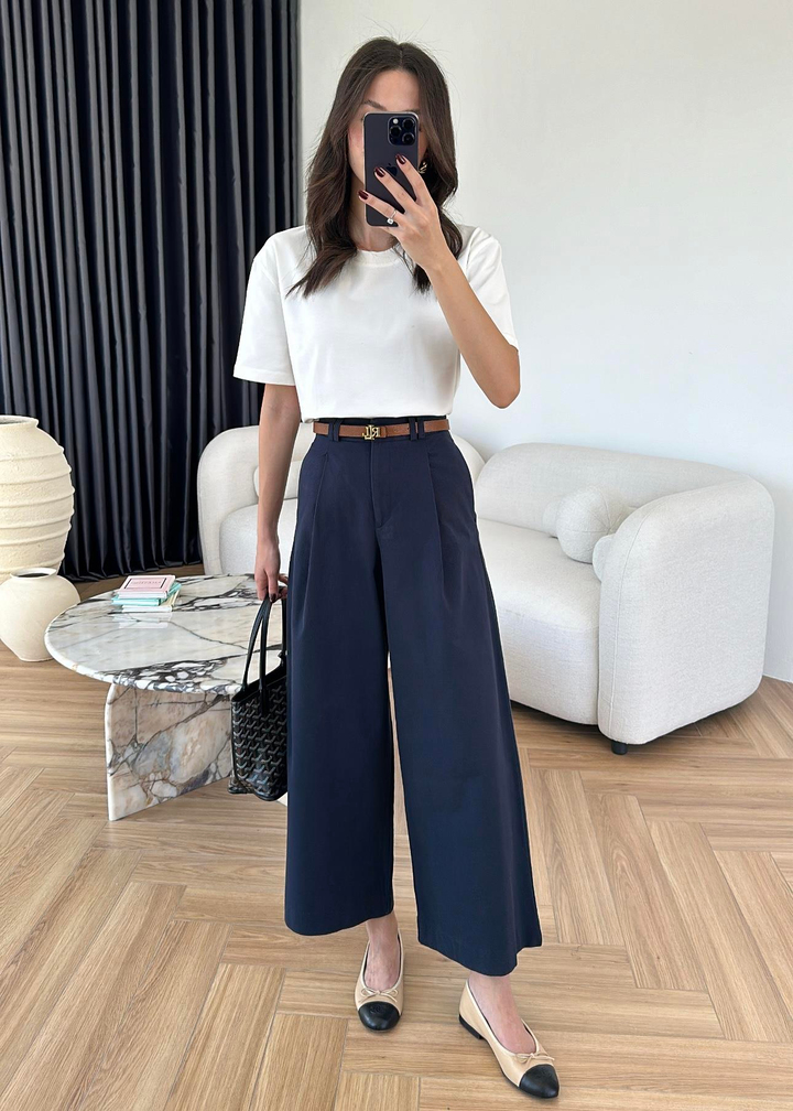 Gabardin Geniş Paça Pantolon LACİVERT