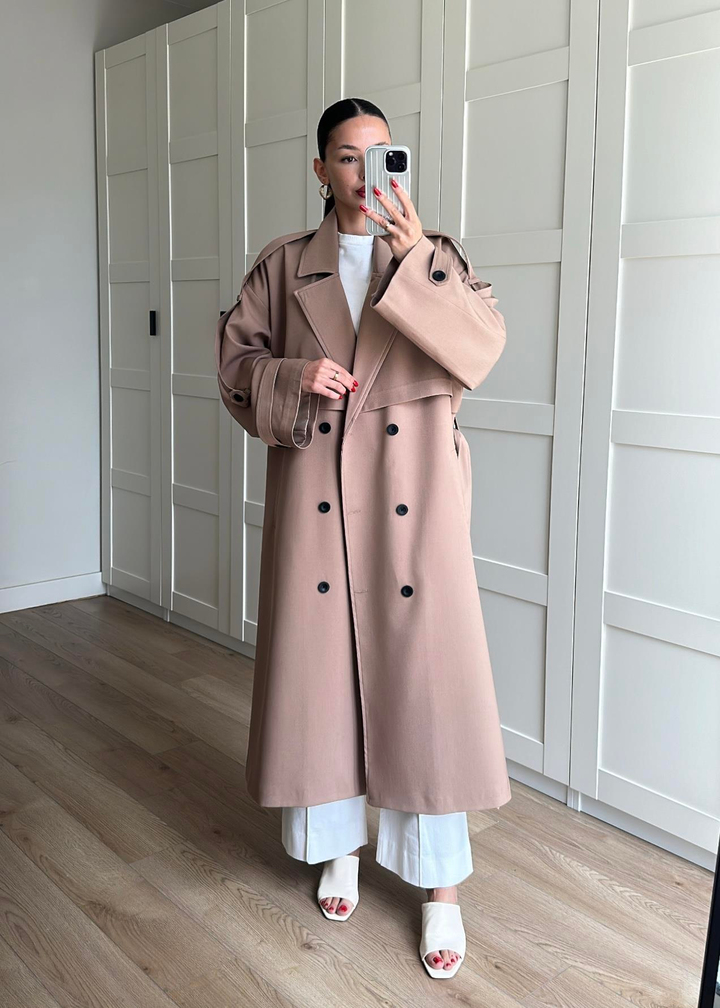 Gabardin Premium Trençkot SÜTLÜ KAHVE
