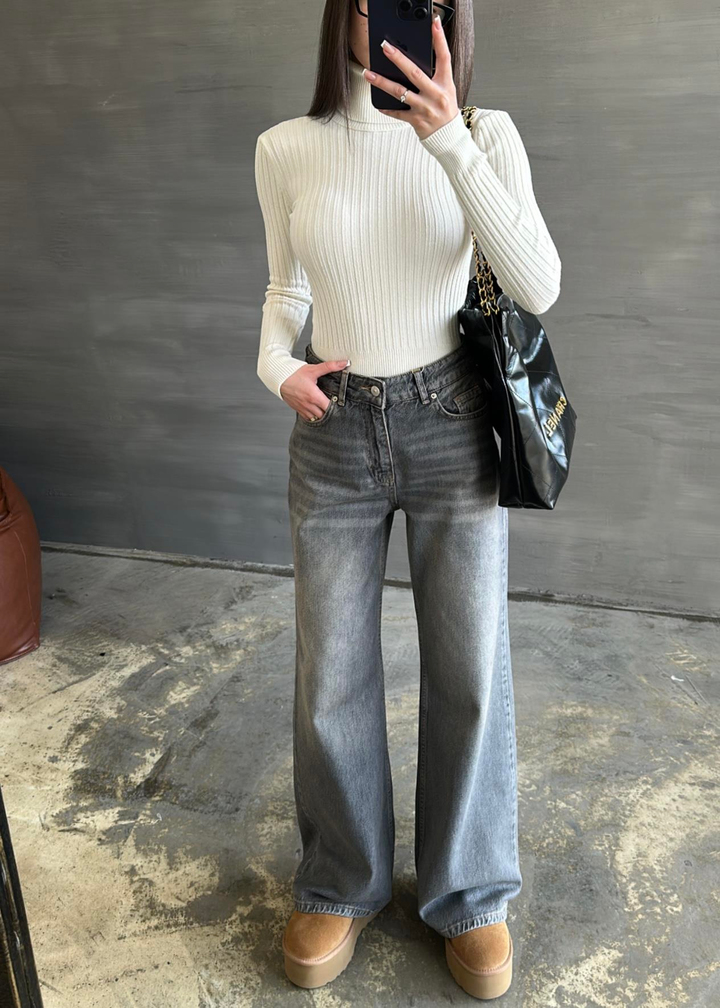Geniş Wide Leg Dilvin Jean GRİ
