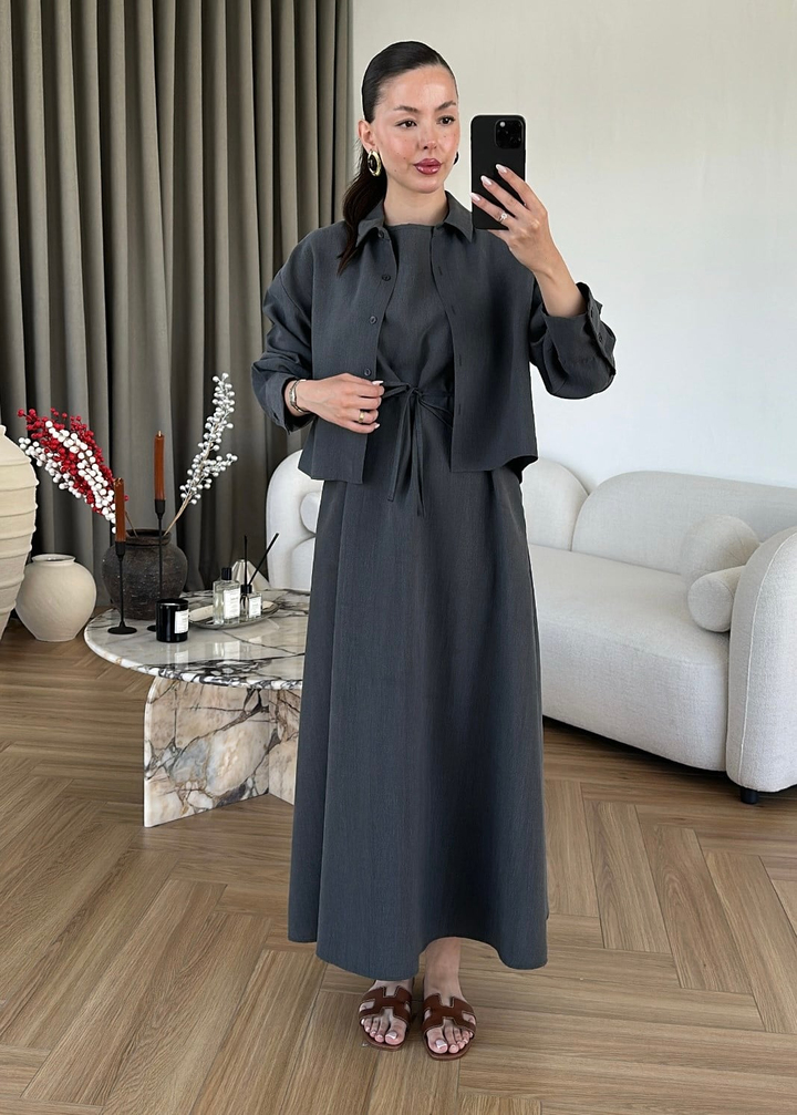 Gömlek Elbise Tensel Takım ANTRASİT