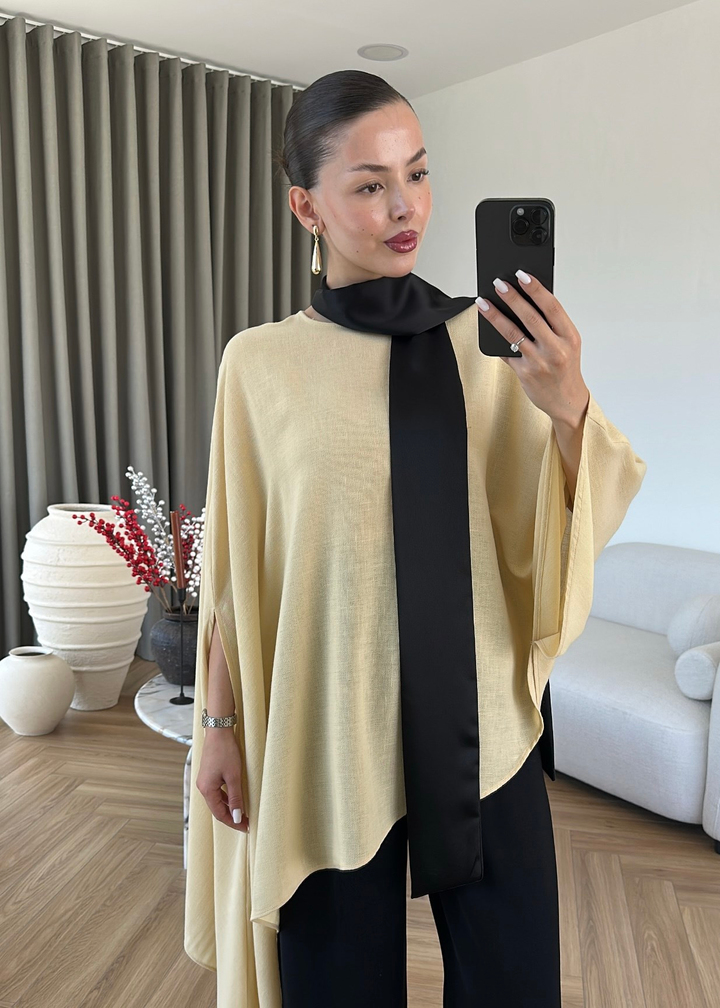 İpek Fularlı Asimetrik Bluz RENKLİ