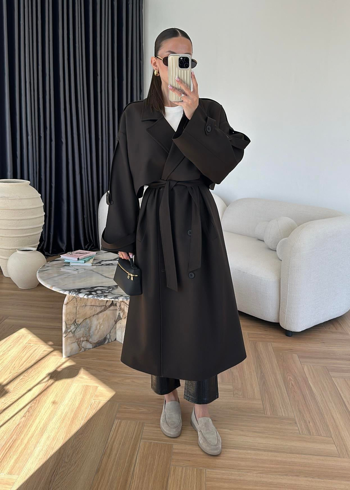 James Premium Oversize Trençkot ACI KAHVE
