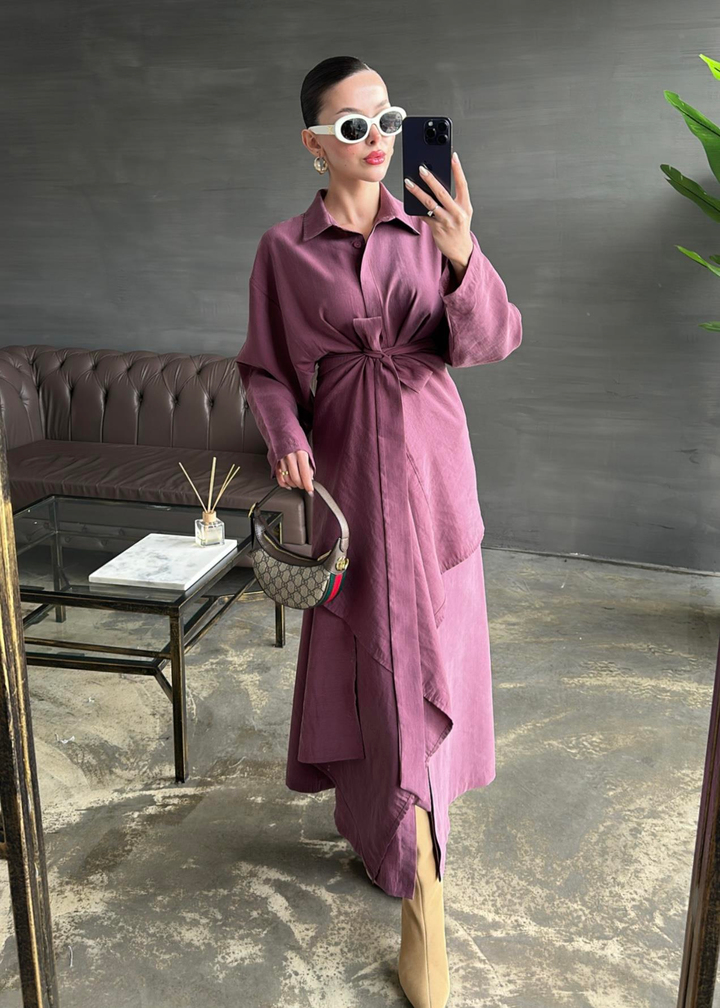 Kimono Detay Elbise MÜRDÜM