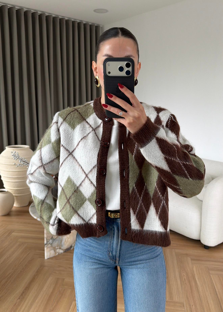 Knit Baklavalı Hırka RENKLİ