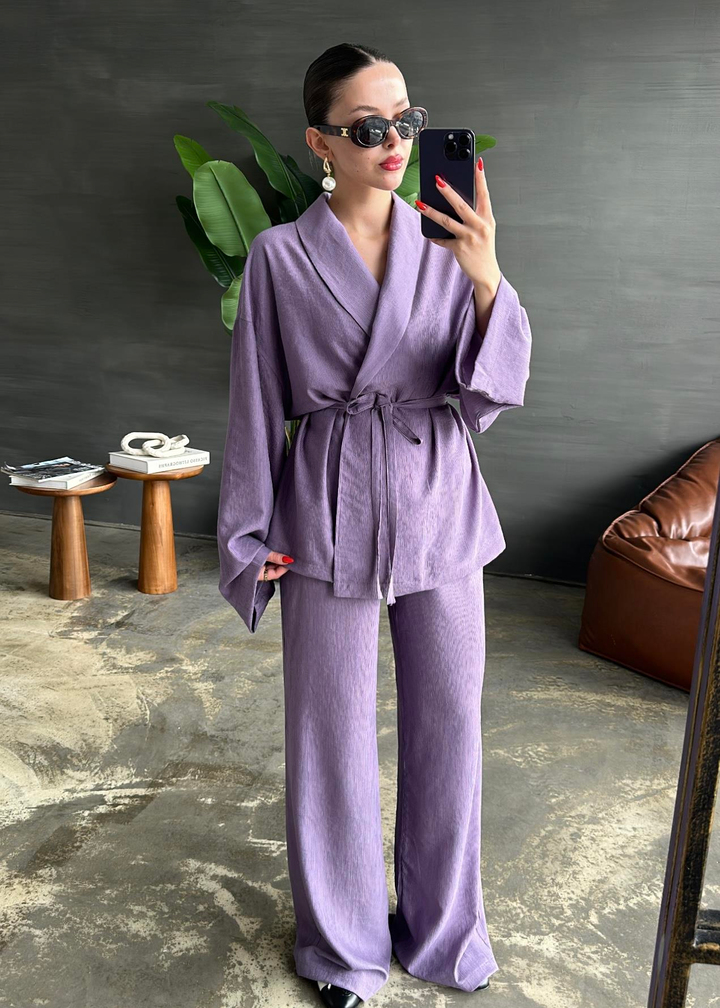 Krinkıl Kimonolu Takım LİLA