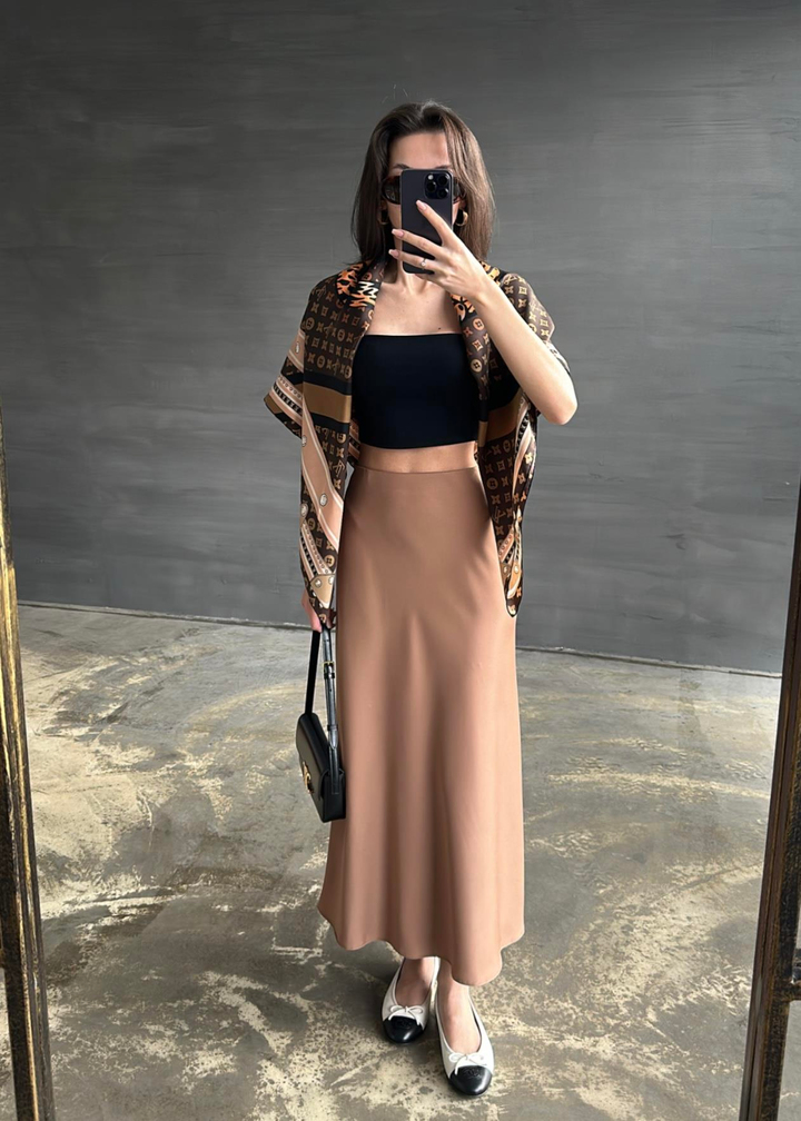 Lastikli Saten Etek CAMEL