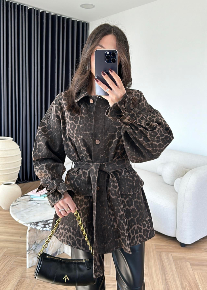 Leopar Denim Ceket RENKLİ