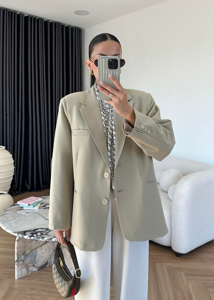 Maya Düz Blazer Ceket BEJ