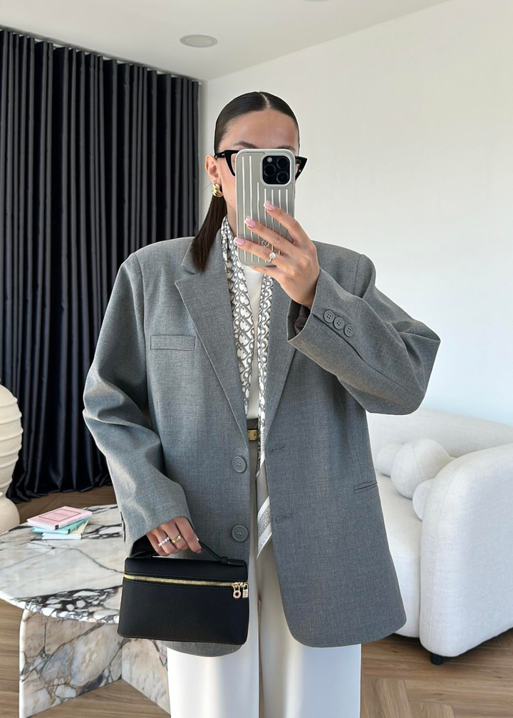 Maya Düz Blazer Ceket GRİ