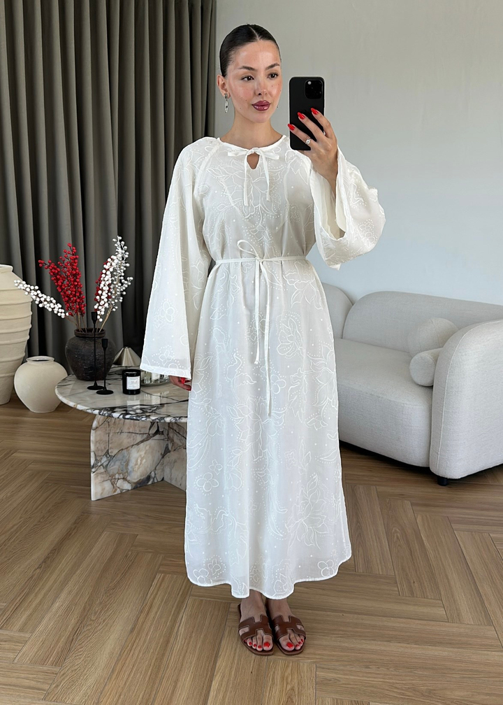Mirella Bağlamalı Elbise BEYAZ