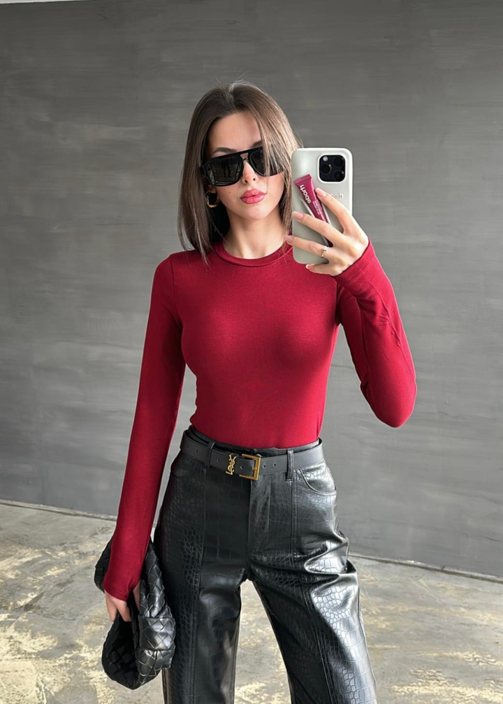 Parmak Geçirmeli Body BORDO