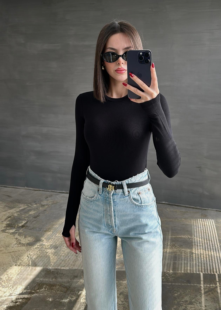 Parmak Geçirmeli Body SİYAH