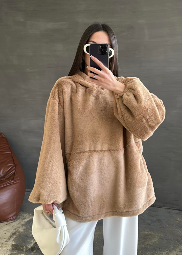 Peluş Sweatshirt BEJ