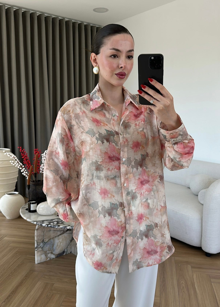Petal Çiçekli Gömlek RENKLİ
