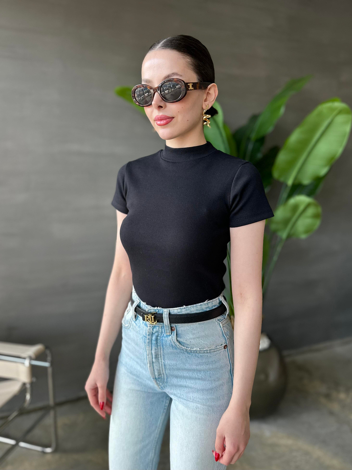 Pixie Yarım Balıkçı Bluz SİYAH 02