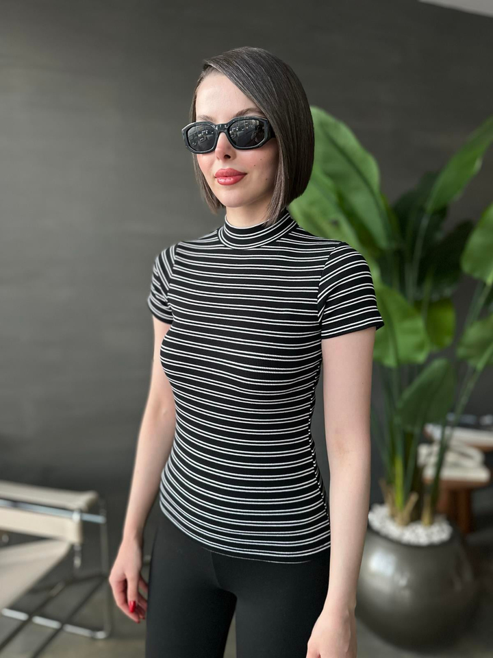 Pixie Yarım Balıkçı Bluz SİYAH