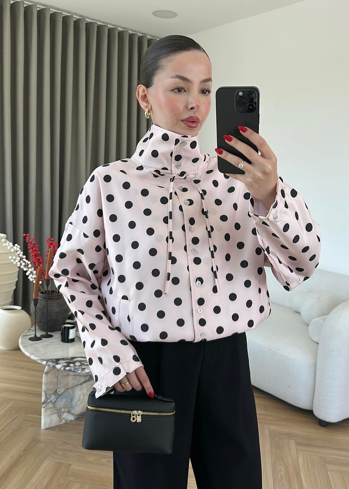 Ponni Puantiyeli İnce Ceket PUDRA PEMBE