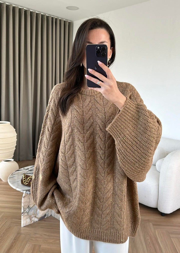 Sim Geçişli Balon Kollu Kazak CAMEL