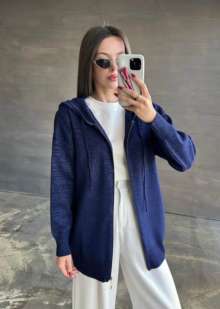 Simli Hırka SAKS MAVİ