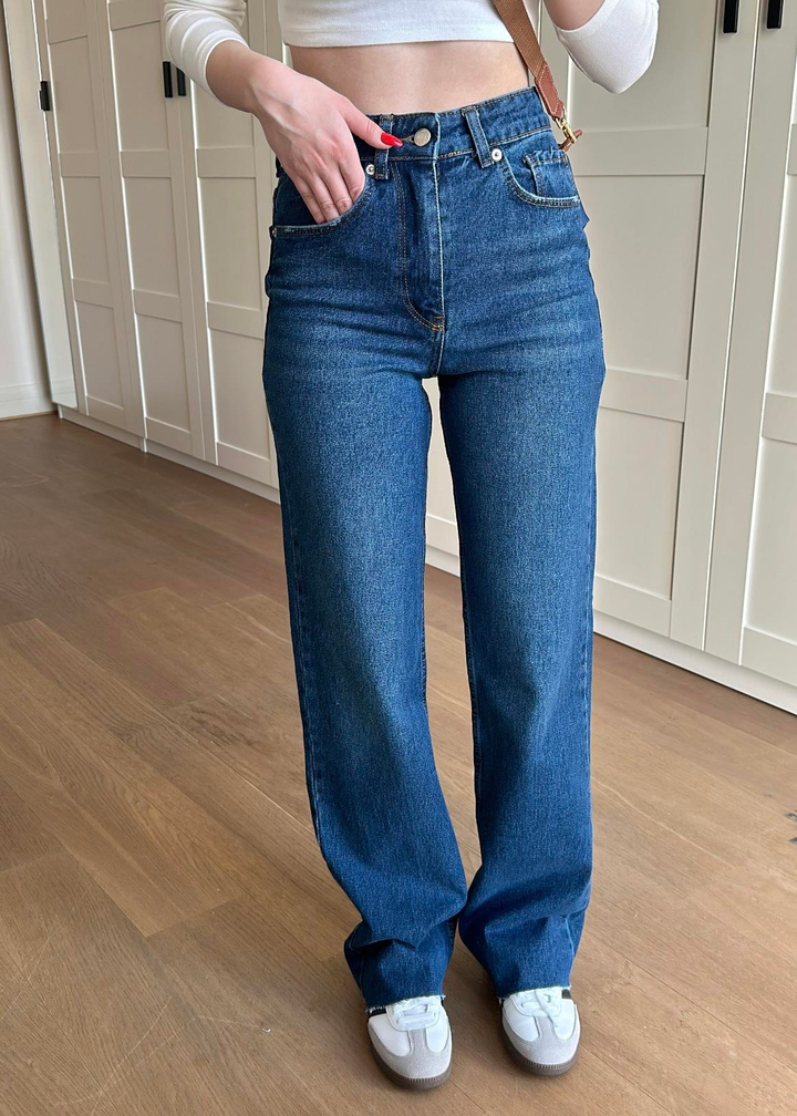 Straight Fit Palazzo Jean KOYU LACİVERT