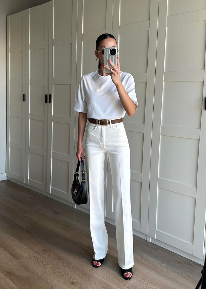 Straight Taba Kemerli Jean KREM