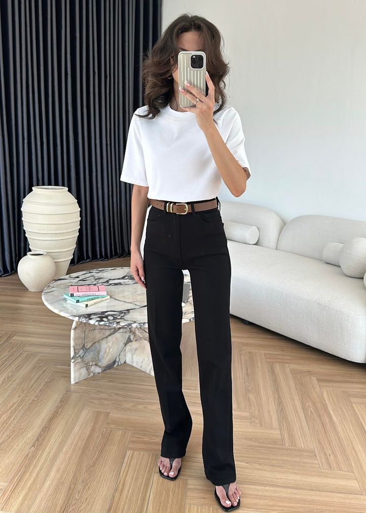 Straight Taba Kemerli Jean SİYAH