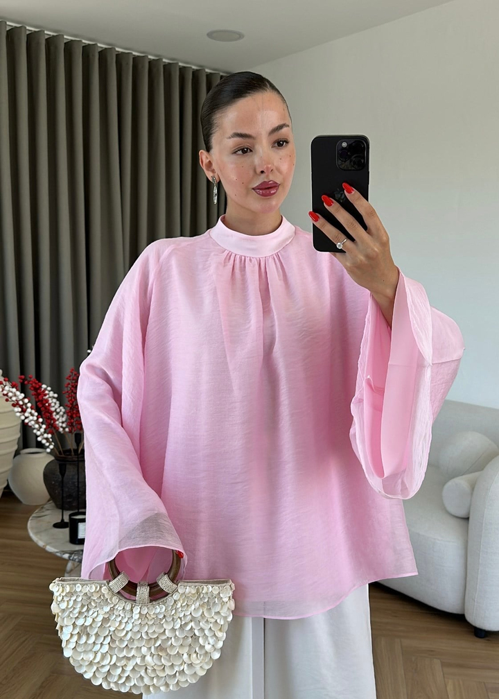 Sue Geniş Kol Gömlek ŞEKER PEMBE