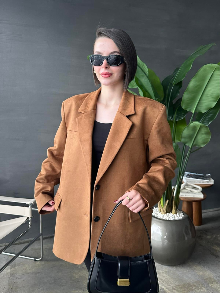 Süet Oversize Ceket TABA
