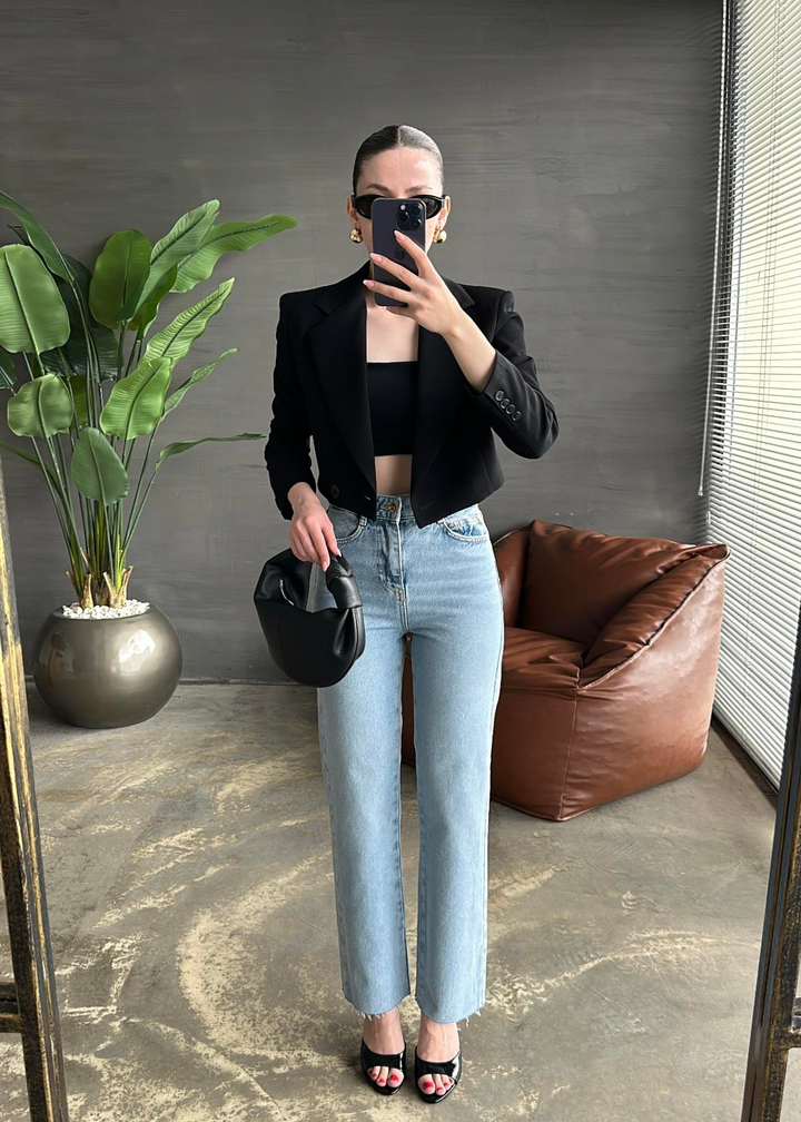 Tailor Kesik Paça Jean BUZ MAVİ